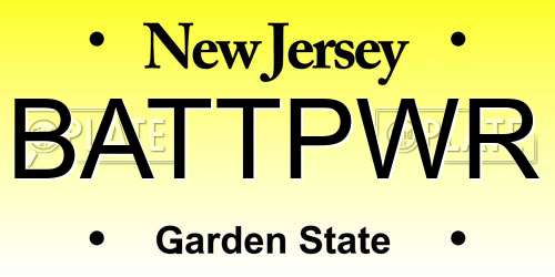 BATTPWR New Jersey License Plate