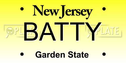 BATTY New Jersey License Plate