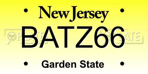 BATZ66 New Jersey License Plate