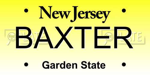 BAXTER New Jersey License Plate