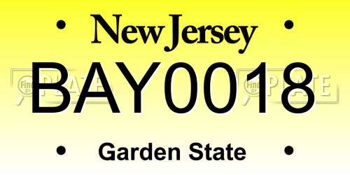 BAY0018 New Jersey License Plate