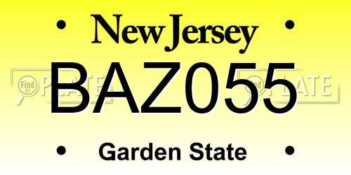 BAZ055 New Jersey License Plate