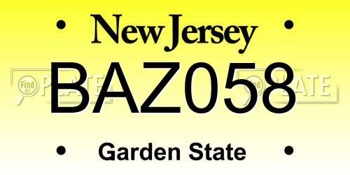 BAZ058 New Jersey License Plate