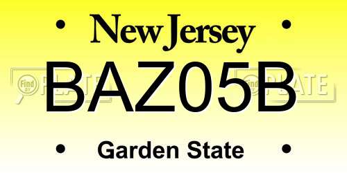 BAZ05B New Jersey License Plate