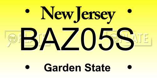 BAZ05S New Jersey License Plate