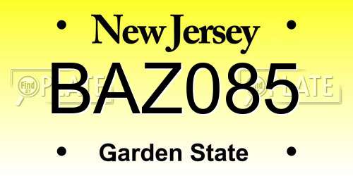 BAZ085 New Jersey License Plate