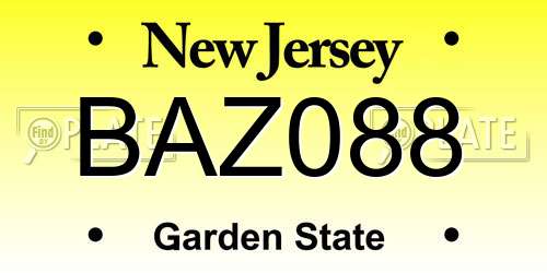 BAZ088 New Jersey License Plate
