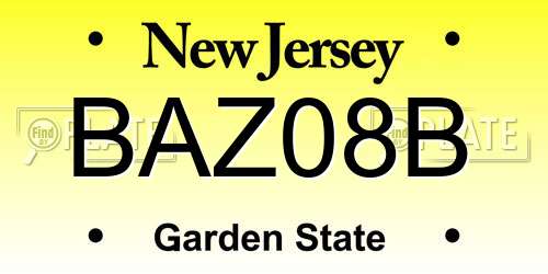 BAZ08B New Jersey License Plate