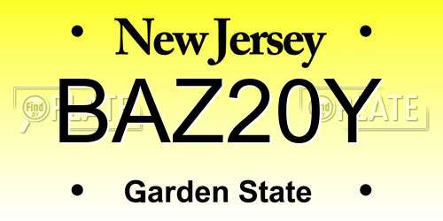 BAZ20Y New Jersey License Plate