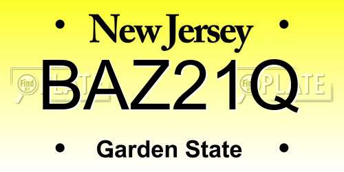 BAZ21Q New Jersey License Plate