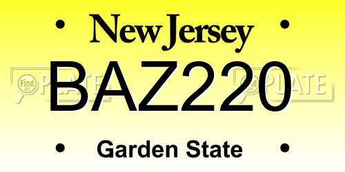 BAZ220 New Jersey License Plate