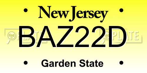 BAZ22D New Jersey License Plate