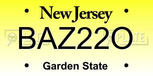 BAZ22O New Jersey License Plate