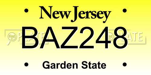BAZ248 New Jersey License Plate