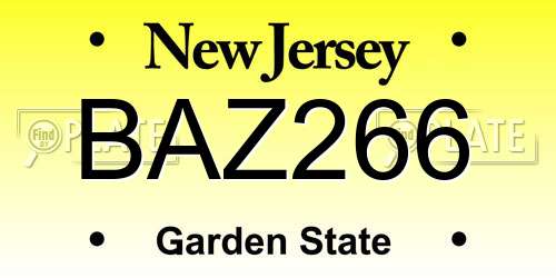 BAZ266 New Jersey License Plate
