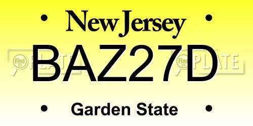 BAZ27D New Jersey License Plate