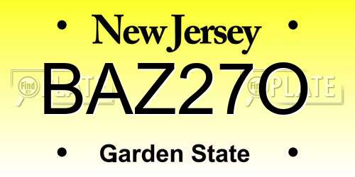 BAZ27O New Jersey License Plate