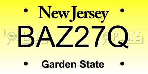 BAZ27Q New Jersey License Plate