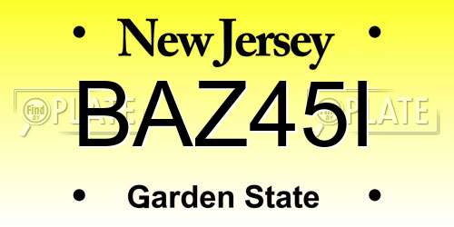 BAZ45I New Jersey License Plate
