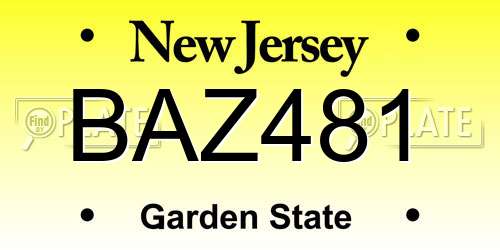 BAZ481 New Jersey License Plate