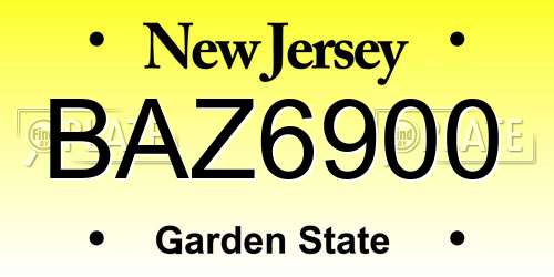 BAZ6900 New Jersey License Plate