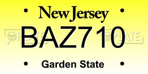 BAZ710 New Jersey License Plate