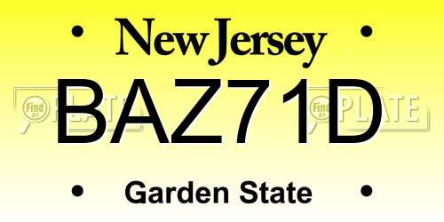 BAZ71D New Jersey License Plate