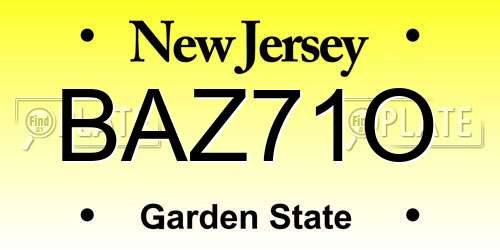 BAZ71O New Jersey License Plate
