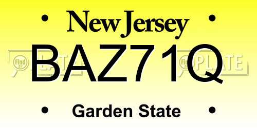 BAZ71Q New Jersey License Plate