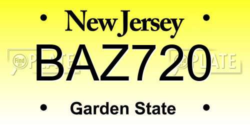 BAZ720 New Jersey License Plate
