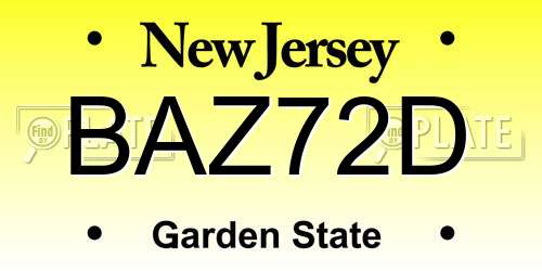 BAZ72D New Jersey License Plate