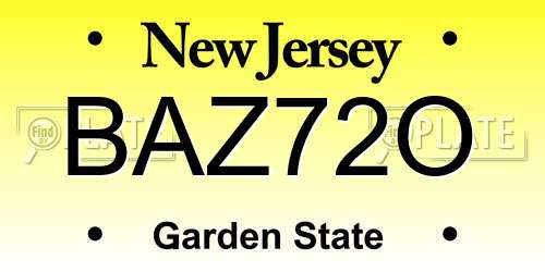 BAZ72O New Jersey License Plate