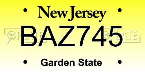 BAZ745 New Jersey License Plate