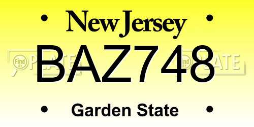 BAZ748 New Jersey License Plate