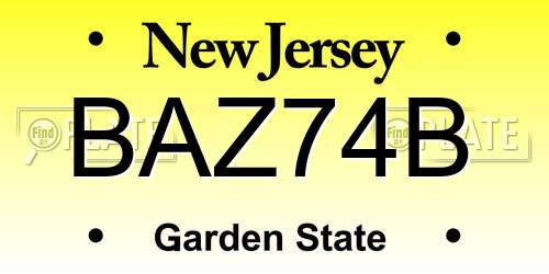BAZ74B New Jersey License Plate