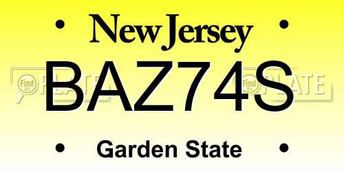 BAZ74S New Jersey License Plate