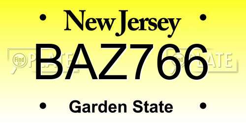 BAZ766 New Jersey License Plate