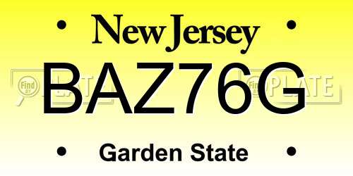 BAZ76G New Jersey License Plate