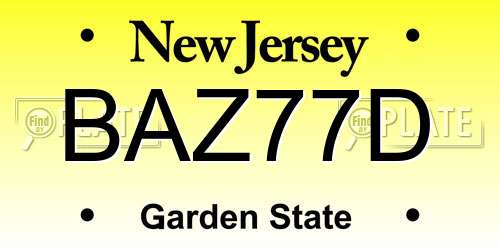 BAZ77D New Jersey License Plate
