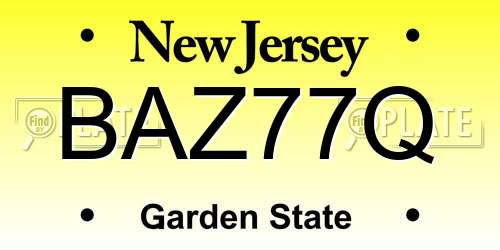 BAZ77Q New Jersey License Plate
