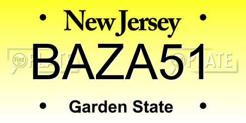 BAZA51 New Jersey License Plate