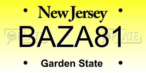 BAZA81 New Jersey License Plate