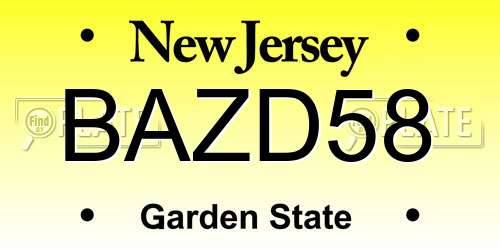 BAZD58 New Jersey License Plate