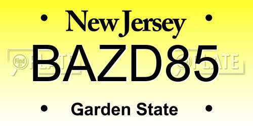 BAZD85 New Jersey License Plate