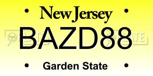 BAZD88 New Jersey License Plate
