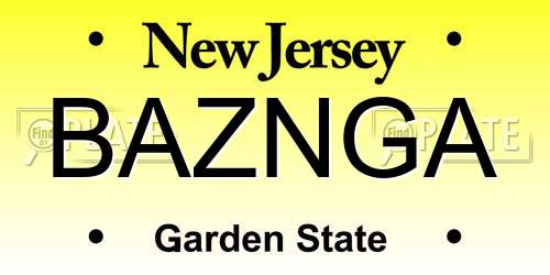 BAZNGA New Jersey License Plate