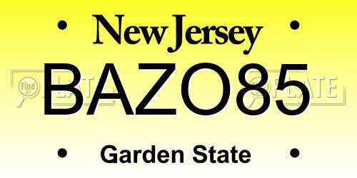 BAZO85 New Jersey License Plate