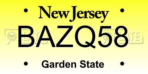 BAZQ58 New Jersey License Plate