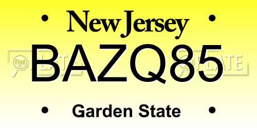 BAZQ85 New Jersey License Plate