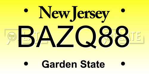 BAZQ88 New Jersey License Plate